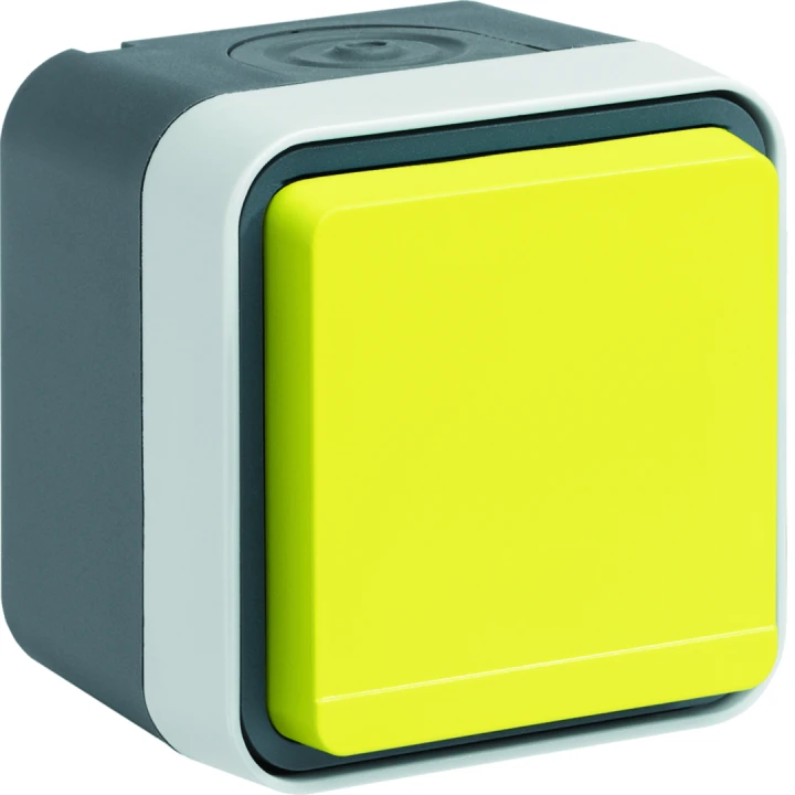 Prise de courant 2P+T étanche cubyko IP55 jaune complète installation saillie