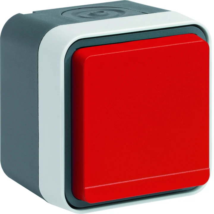 Prise de courant 2P+T étanche cubyko IP55 rouge complète installation saillie