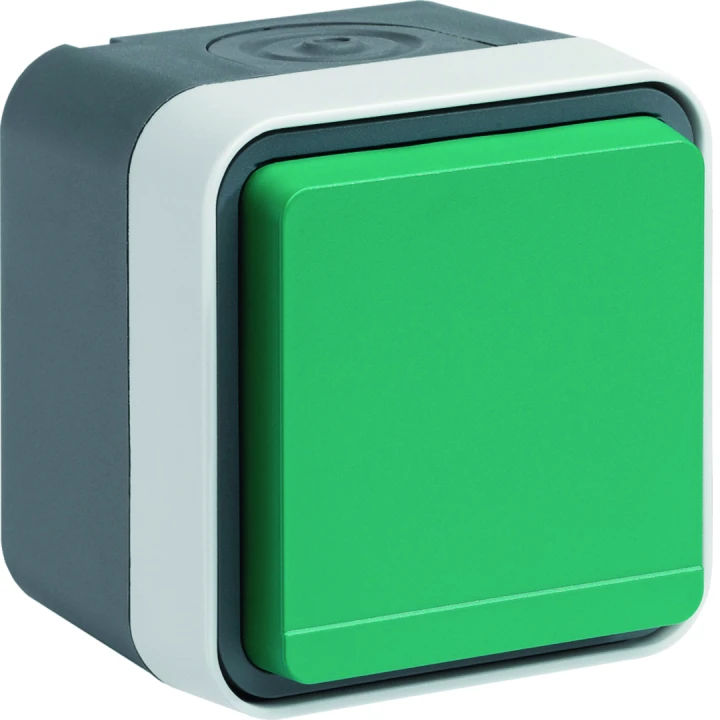 Prise de courant 2P+T étanche cubyko IP55 vert complète installation saillie