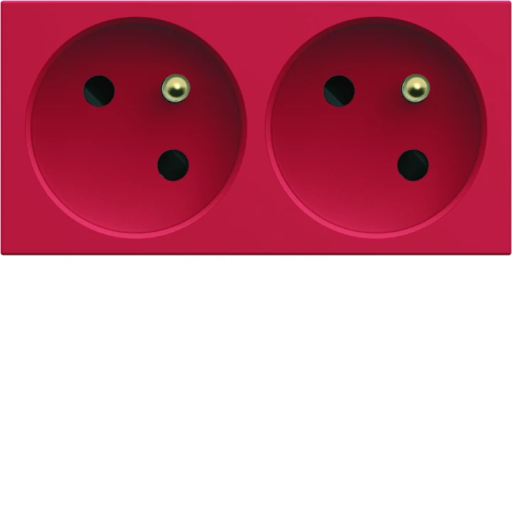 Prise de courant double speciale goulotte gallery 2P+T 16A rouge