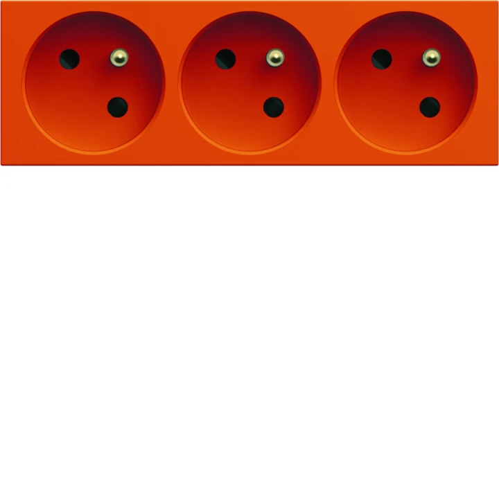 Prise de courant triple speciale goulotte gallery 2P+T 16A orange
