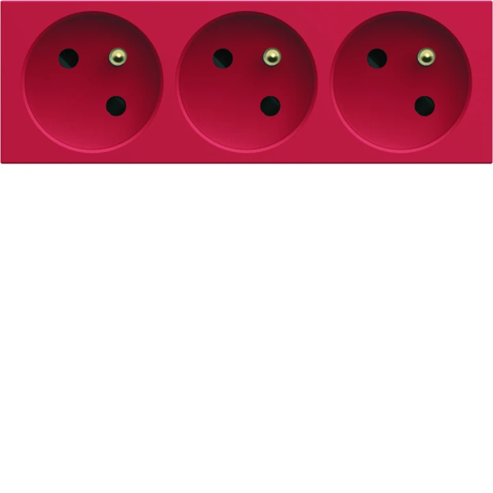 Prise de courant triple speciale goulotte gallery 2P+T 16A rouge