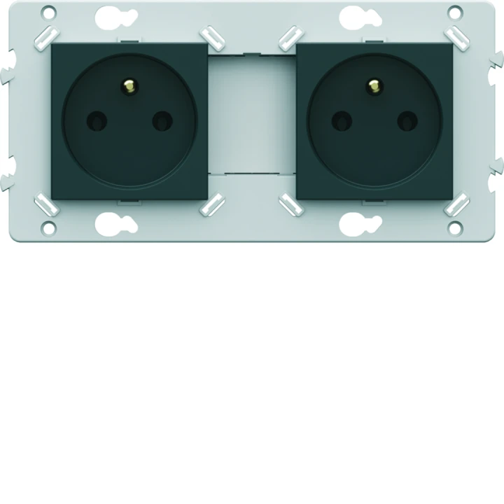 Prise double Essensya 2P+T Pré cablées Anthracite