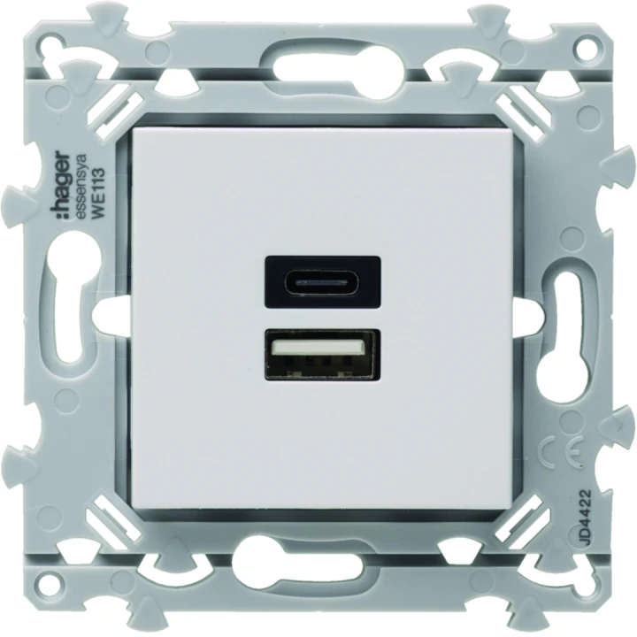 Prise Essensya double USB A+C 15W Pure