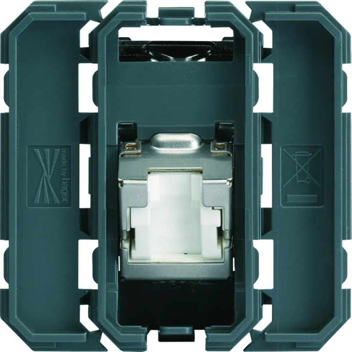 Prise Gallery RJ45 cat.6A STP 2 modules incliné a 45°