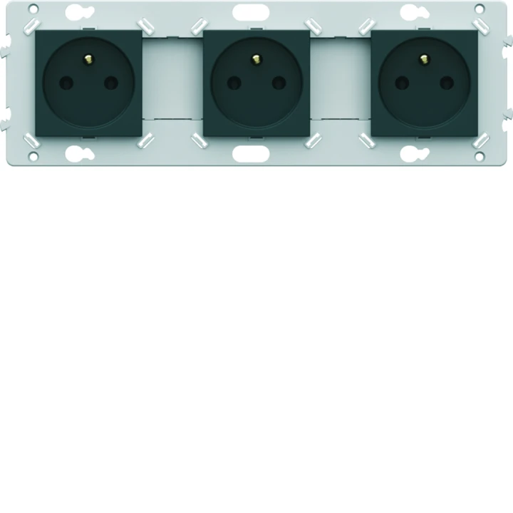 Prise triple Essensya 2P+T Pré cablées Anthracite