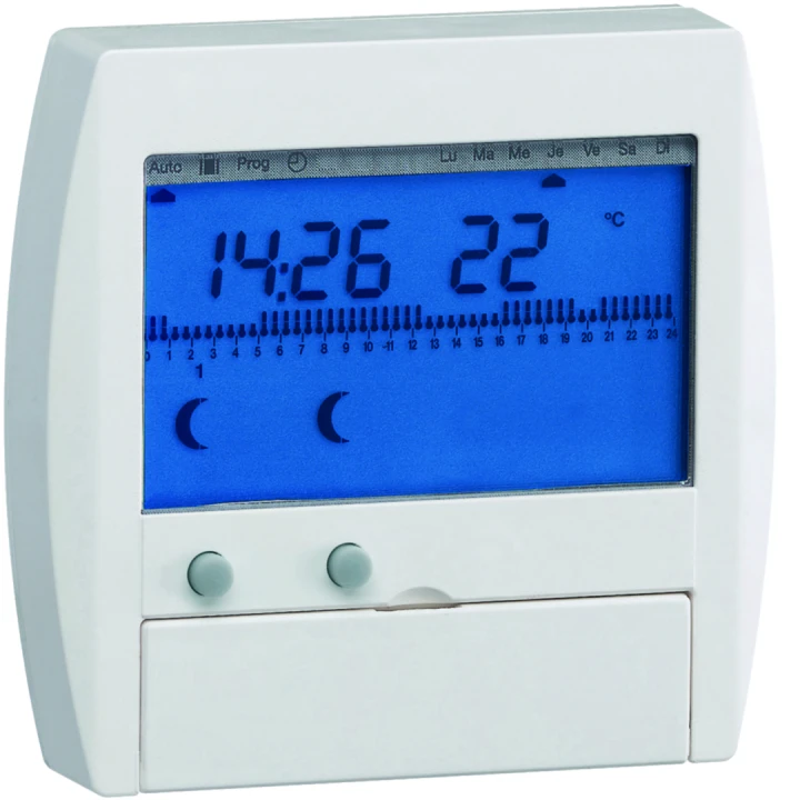 Programmateur digital semi-encastré chauf élec avec fil pilote 2 zones 7j 230V