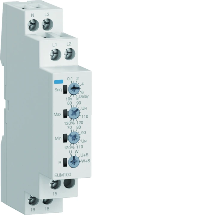 Relais de contrôle tension et phase 1P+N/3P(N) 1 contact inverseur