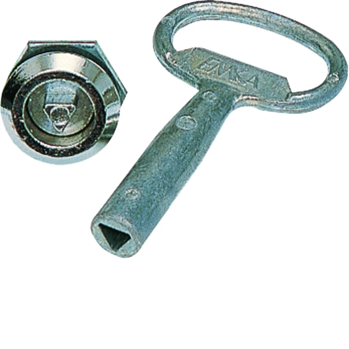 Serrure triangle mâle 7mm chromée avec 1 clé pour coffret et armoire Quadro4-5