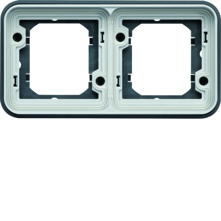 Support double étanche Cubyko pour montage encastré horizontal, IP55, Gris