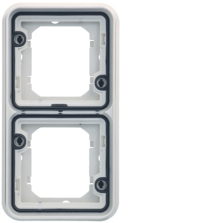 Support double étanche Cubyko pour montage encastré vertical, IP55, Blanc