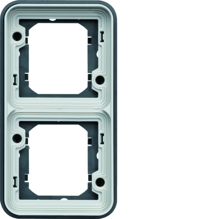 Support double étanche Cubyko pour montage encastré vertical, IP55, Gris