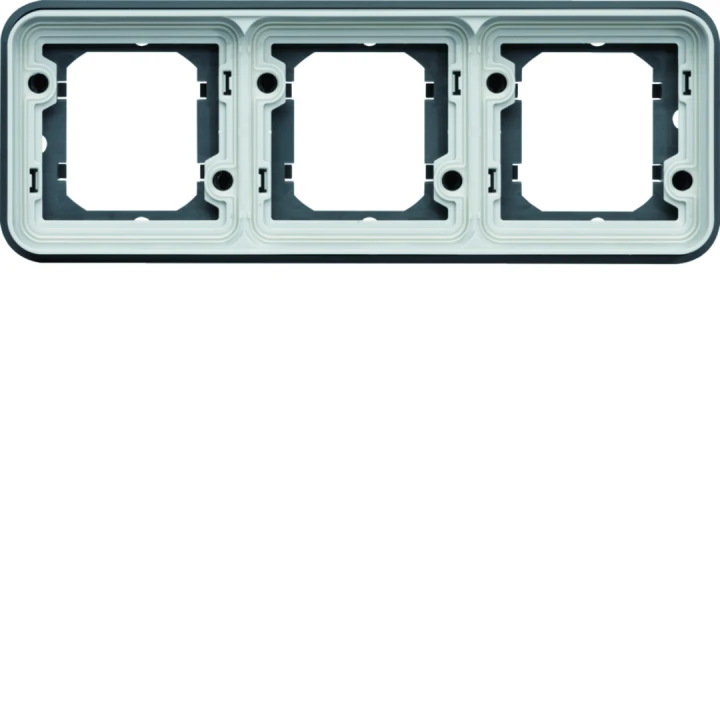 Support triple étanche Cubyko pour montage encastré horizontal, IP55, Gris