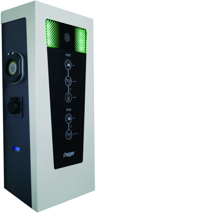 Witty park borne de recharge inoxydable RFID IP54 2x22kW 2xT2S+2xTE, TIC