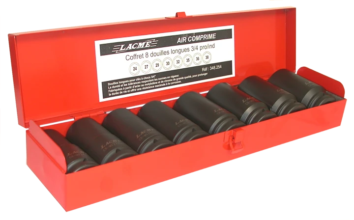 Coffr.8 douilles longues 3/4"