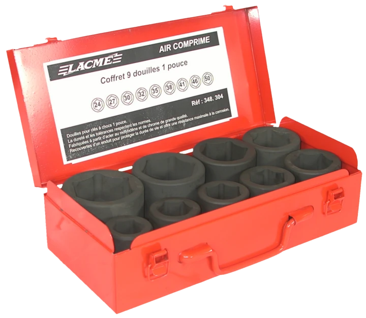 Coffr.9 douilles courtes 1"Ind