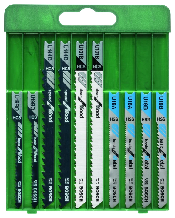 Coffret 10 Lames scie sauteuse Emm. en U ; Bois & Métal