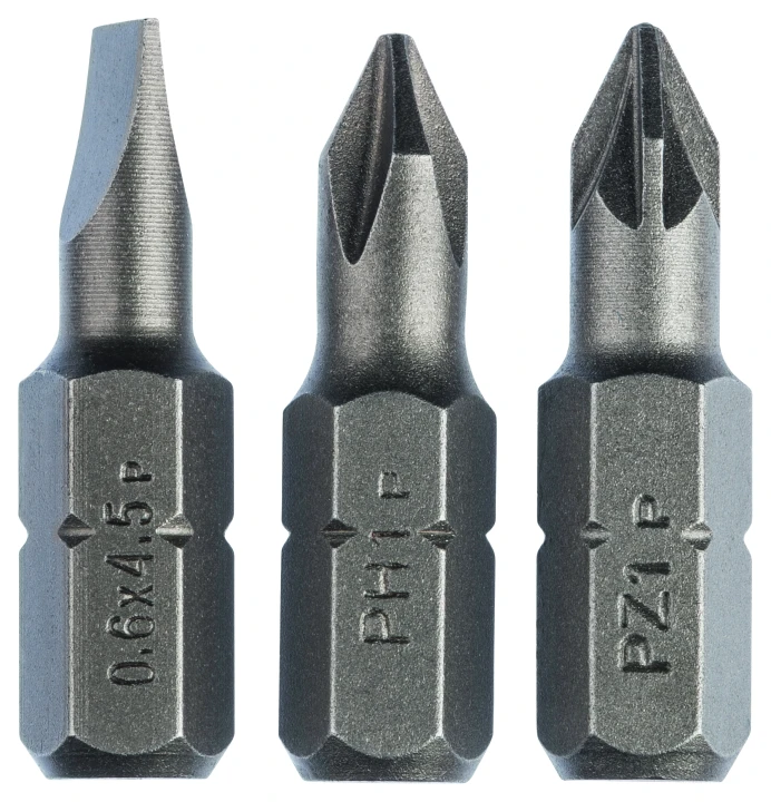 SET 3 EMBOUTS PLAT0,6/PH1/PZ1 25MM