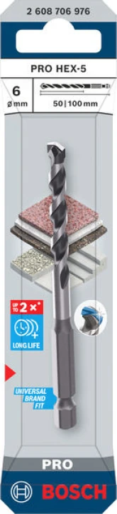 Foret beton PRO HEX-5 6x50x100