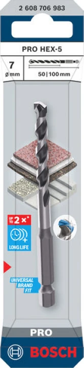 Foret beton PRO HEX-5 7x50x100